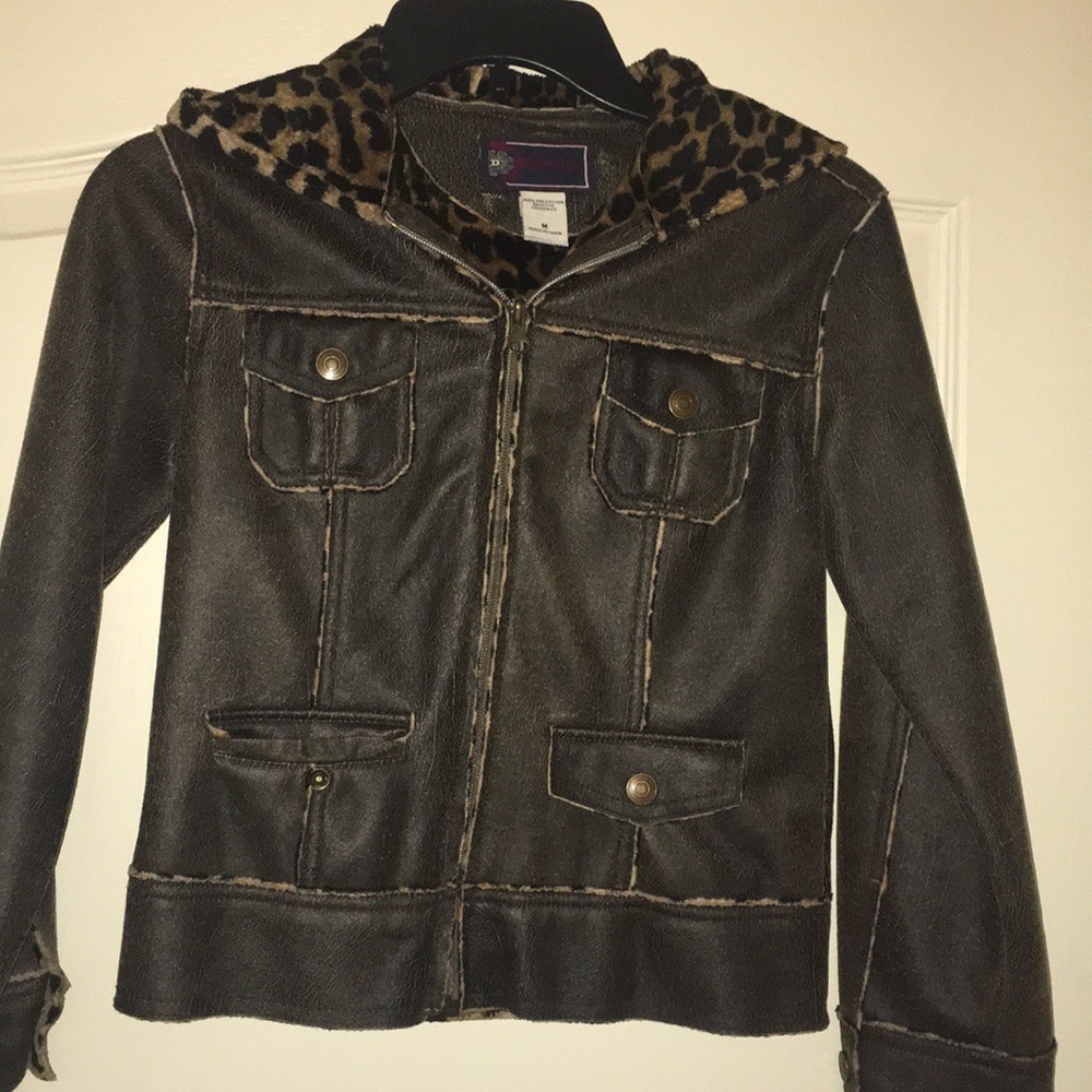 Faux leather girls jacket